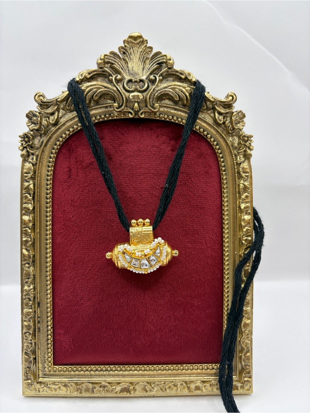 Gold-Polish Premium Desi Tabeez Temple Traditional Pendant Necklace